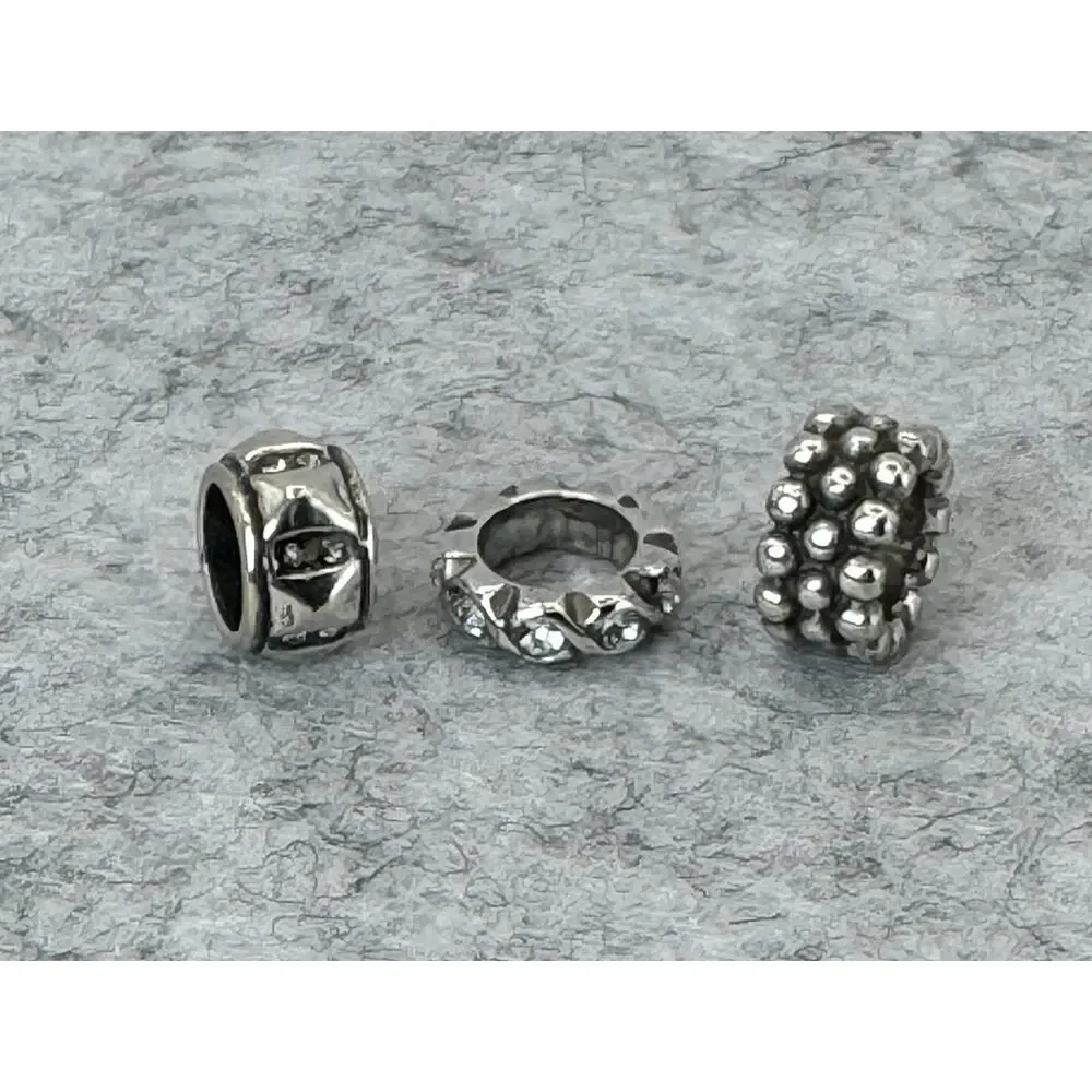Brighton Lot of 3 Silver Swarovski Crystal Spacer Beads Retired - Picture 2 of 3